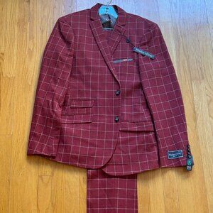 Paisley & Gray Slim Fit Brick Windowpane Suit sz 42R